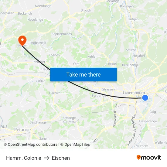 Hamm, Colonie to Eischen map