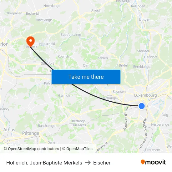 Hollerich, Jean-Baptiste Merkels to Eischen map