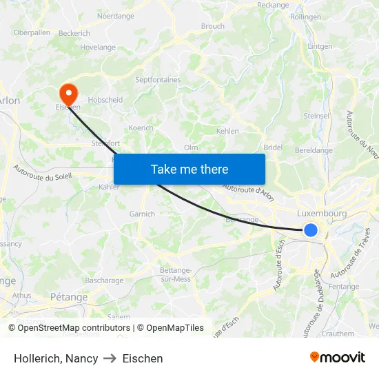 Hollerich, Nancy to Eischen map