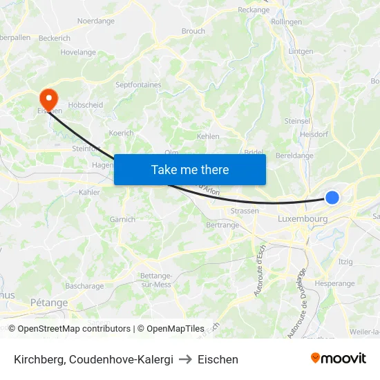 Kirchberg, Coudenhove-Kalergi to Eischen map