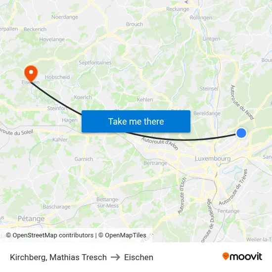 Kirchberg, Mathias Tresch to Eischen map
