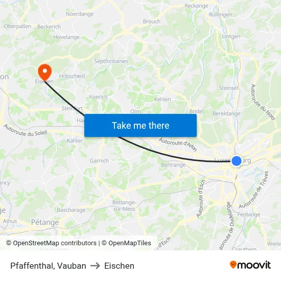 Pfaffenthal, Vauban to Eischen map