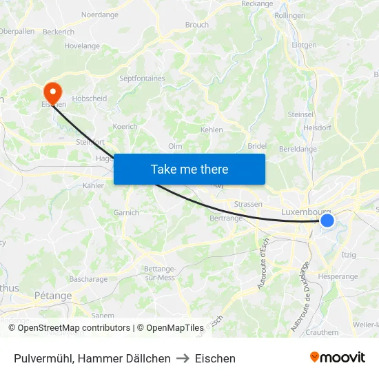 Pulvermühl, Hammer Dällchen to Eischen map