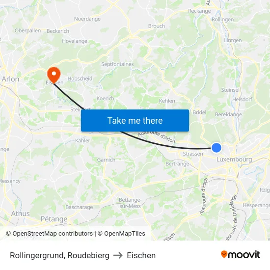 Rollingergrund, Roudebierg to Eischen map