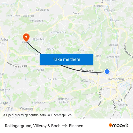 Rollingergrund, Villeroy & Boch to Eischen map