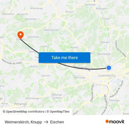 Weimerskirch, Knupp to Eischen map