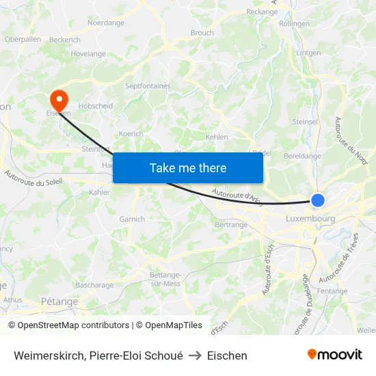 Weimerskirch, Pierre-Eloi Schoué to Eischen map