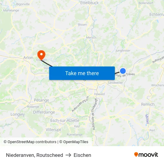 Niederanven, Routscheed to Eischen map