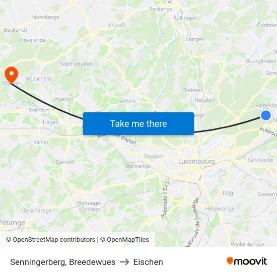 Senningerberg, Breedewues to Eischen map