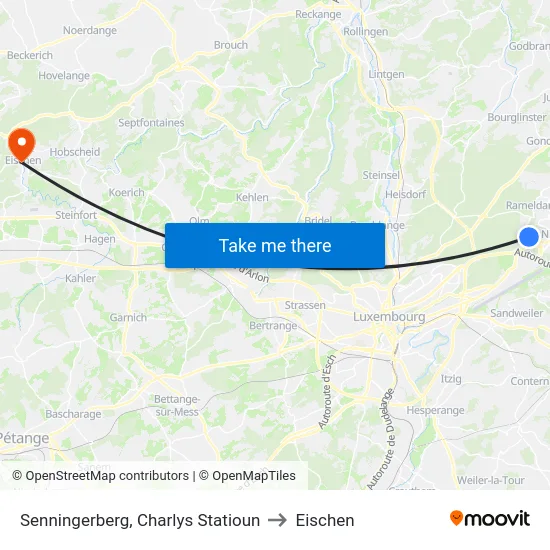 Senningerberg, Charlys Statioun to Eischen map