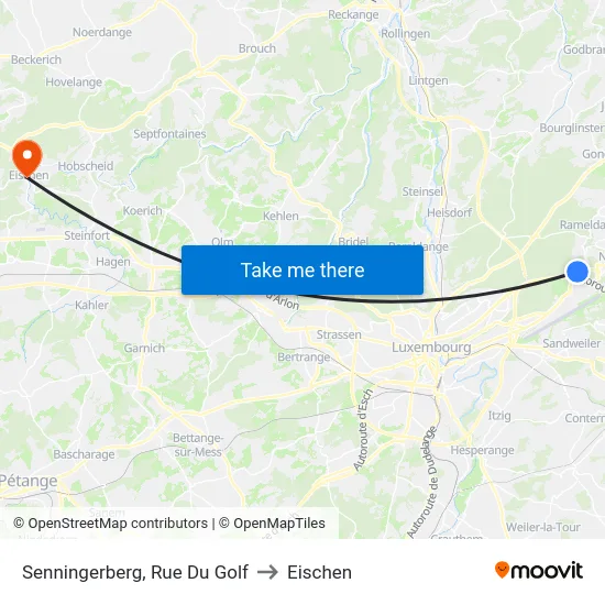 Senningerberg, Rue Du Golf to Eischen map