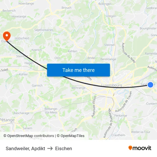 Sandweiler, Apdikt to Eischen map