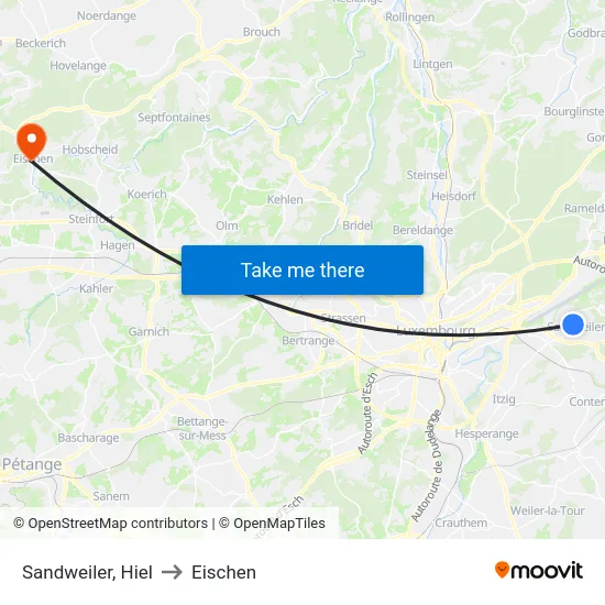 Sandweiler, Hiel to Eischen map