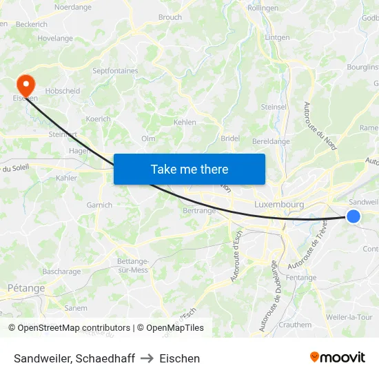 Sandweiler, Schaedhaff to Eischen map