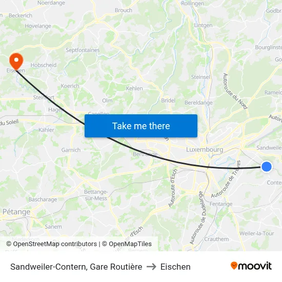 Sandweiler-Contern, Gare Routière to Eischen map