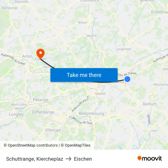 Schuttrange, Kiercheplaz to Eischen map