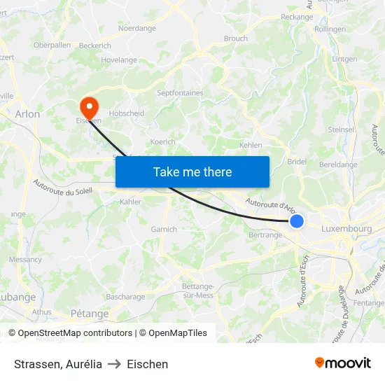Strassen, Aurélia to Eischen map