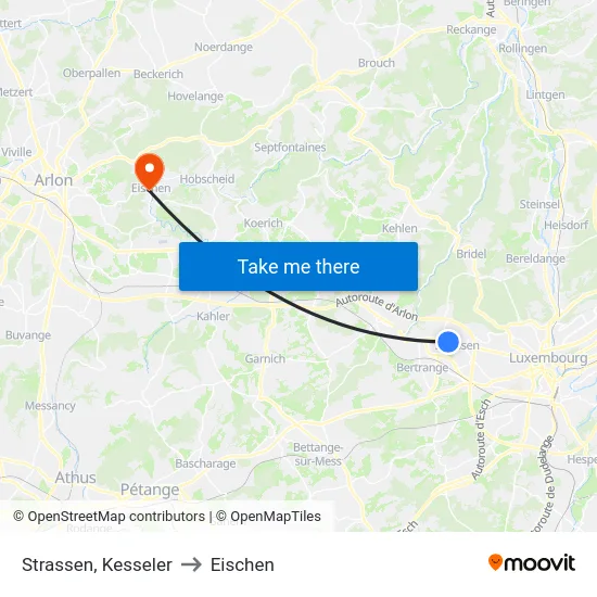 Strassen, Kesseler to Eischen map
