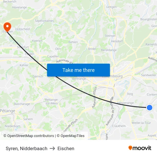 Syren, Nidderbaach to Eischen map