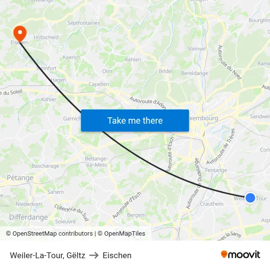 Weiler-La-Tour, Gëltz to Eischen map