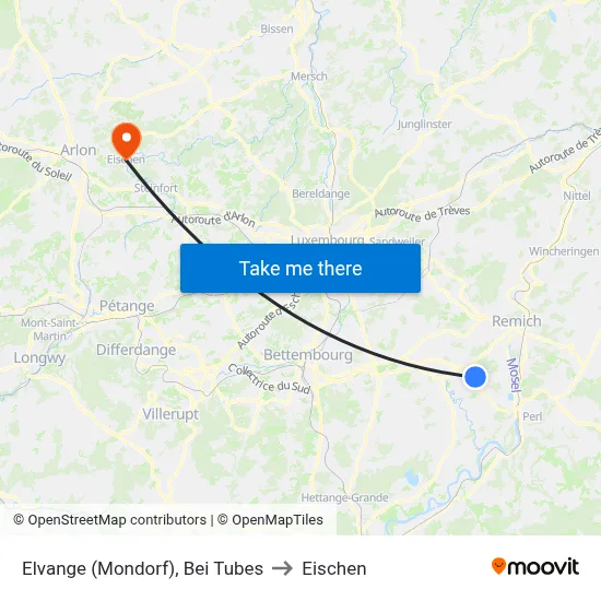 Elvange (Mondorf), Bei Tubes to Eischen map