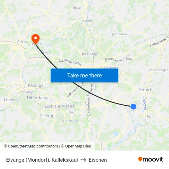 Elvange (Mondorf), Kallekskaul to Eischen map