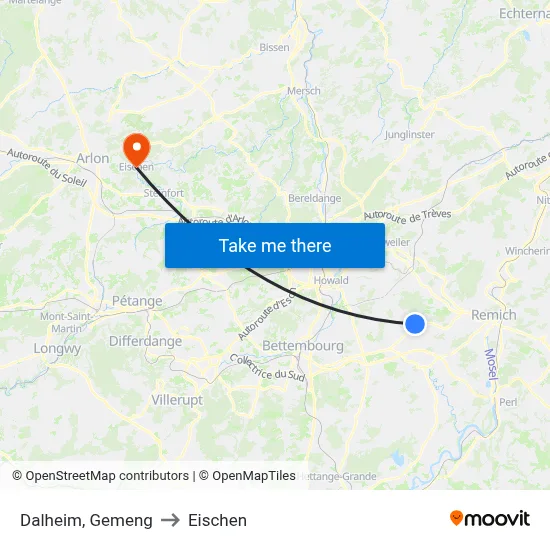 Dalheim, Gemeng to Eischen map