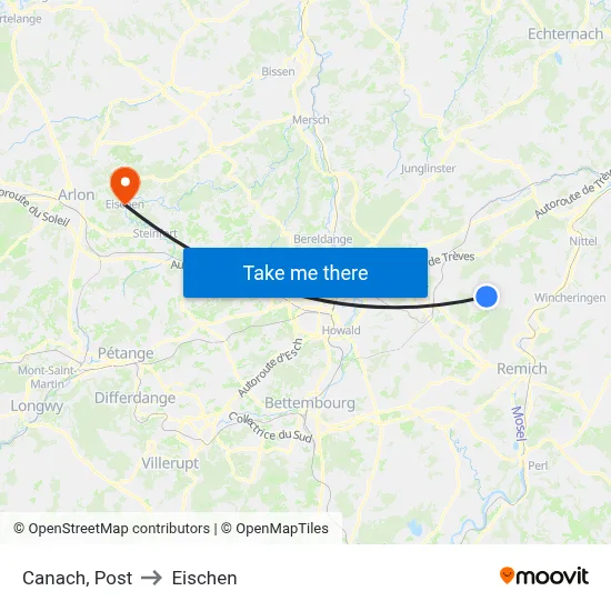 Canach, Post to Eischen map