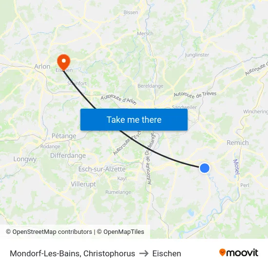 Mondorf-Les-Bains, Christophorus to Eischen map