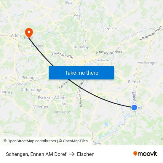 Schengen, Ennen AM Doref to Eischen map