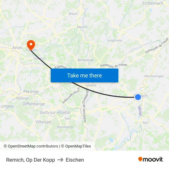 Remich, Op Der Kopp to Eischen map