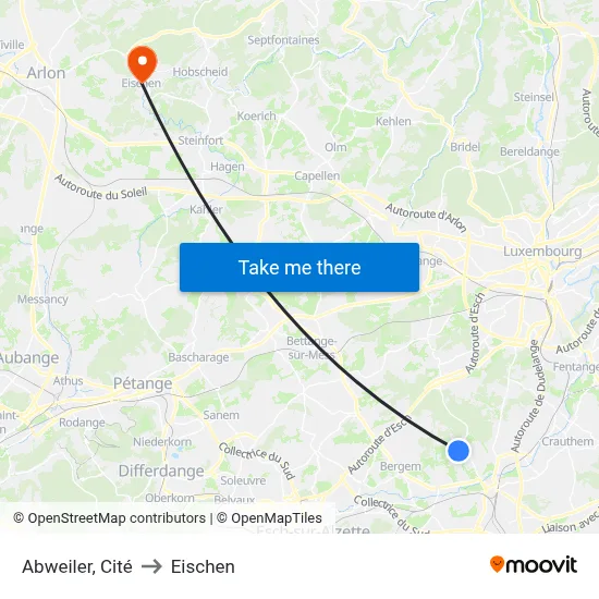 Abweiler, Cité to Eischen map
