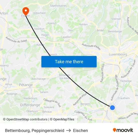 Bettembourg, Peppingerschleid to Eischen map