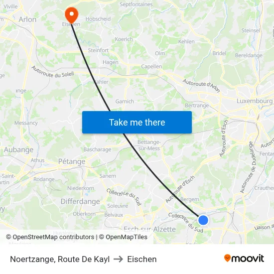 Noertzange, Route De Kayl to Eischen map