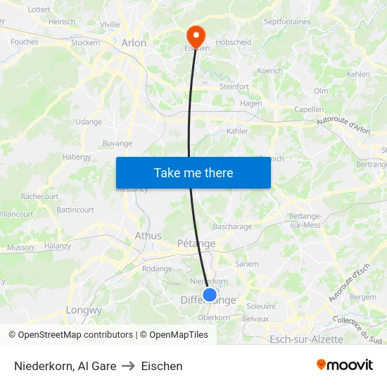Niederkorn, Al Gare to Eischen map