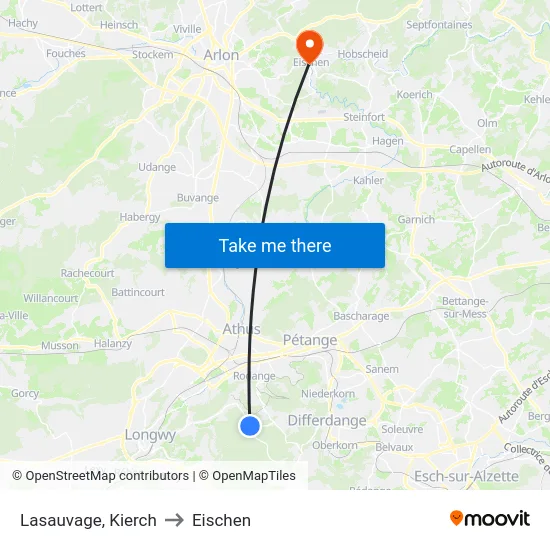 Lasauvage, Kierch to Eischen map