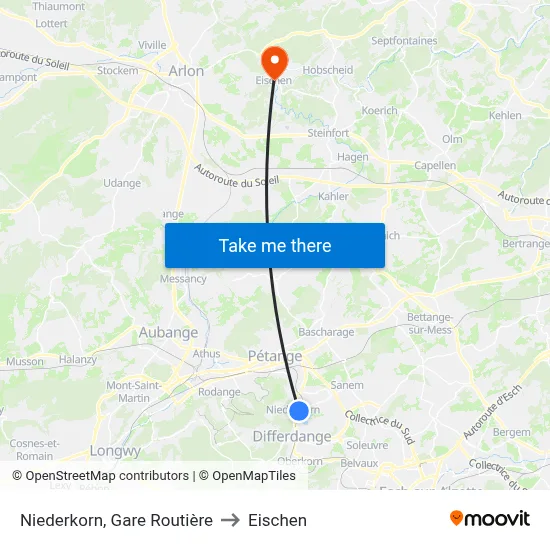 Niederkorn, Gare Routière to Eischen map
