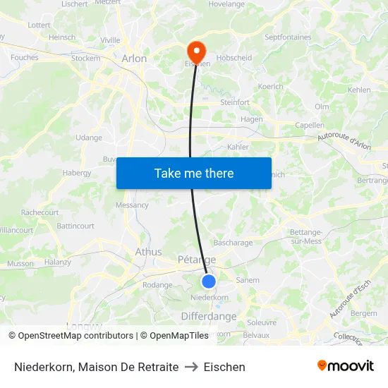 Niederkorn, Maison De Retraite to Eischen map