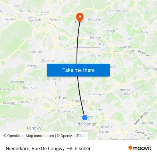 Niederkorn, Rue De Longwy to Eischen map