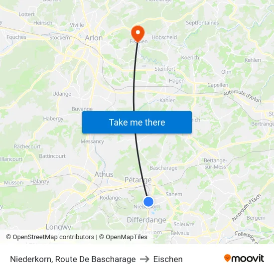 Niederkorn, Route De Bascharage to Eischen map