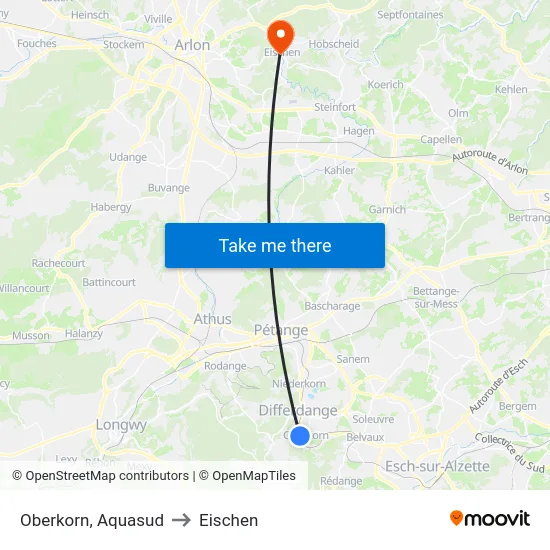 Oberkorn, Aquasud to Eischen map