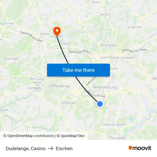 Dudelange, Casino to Eischen map
