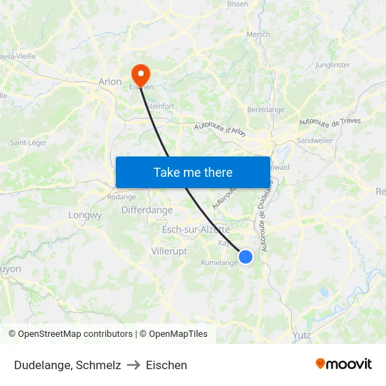 Dudelange, Schmelz to Eischen map