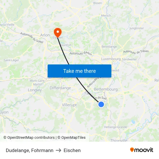Dudelange, Fohrmann to Eischen map