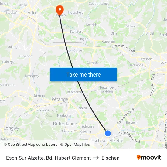 Esch-Sur-Alzette, Bd. Hubert Clement to Eischen map