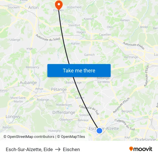 Esch-Sur-Alzette, Eide to Eischen map