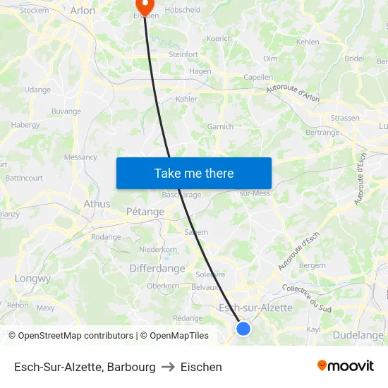 Esch-Sur-Alzette, Barbourg to Eischen map
