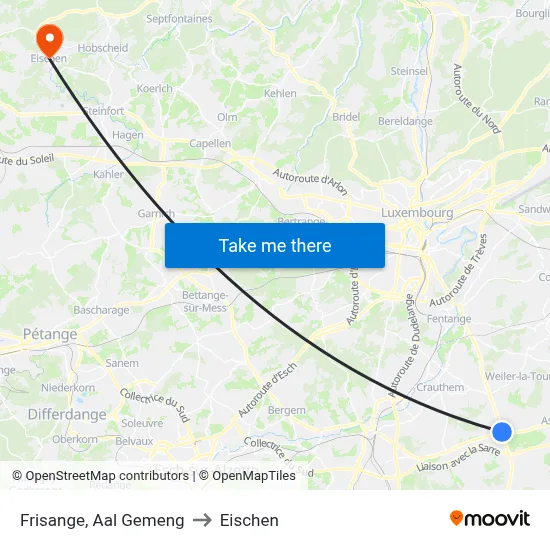 Frisange, Aal Gemeng to Eischen map