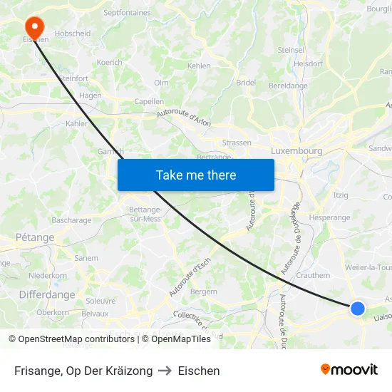 Frisange, Op Der Kräizong to Eischen map