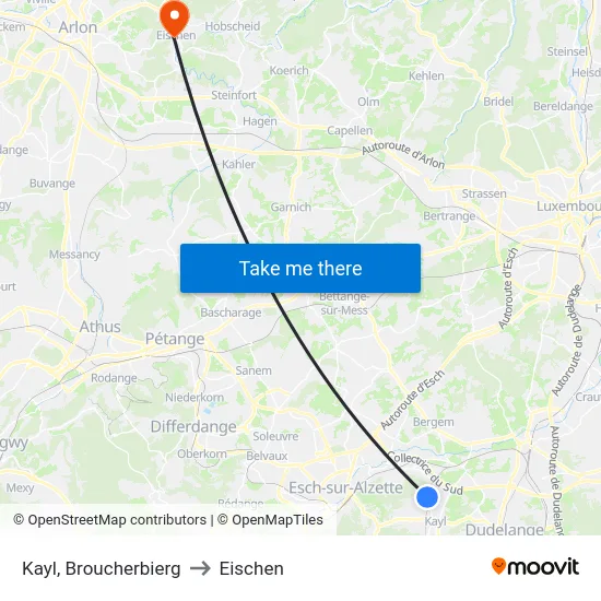 Kayl, Broucherbierg to Eischen map